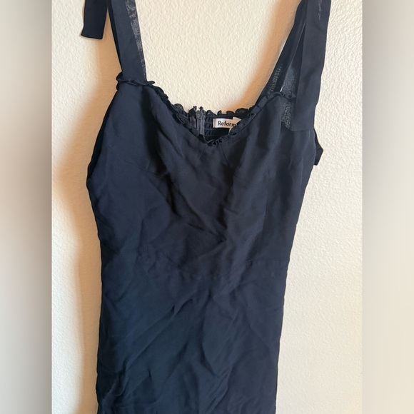 Reformation Jojoba 100% Linen Black Mini Dress Size 6 - Picture 6 of 7